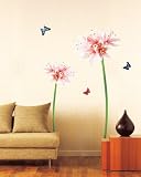 Reusable Easy Wall Applique Stickers - Giant Flower Sprouts and Butterflies