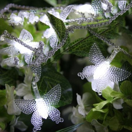 examen KKGUD Guirlande Solaire Lumineuse 80pcs Papillons papillon10M LED Solaires Lumières de Corde Garland Lumières pour le Parti de Décoration de Mariage Jardin Maison Parti de Noël - Blanc