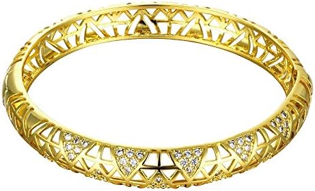 Aliliya Hot K Gold Zircon Fashion Geometric Pattern Bangle Bracelet - Gold