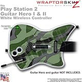 PS2 Guitar Hero I & II White Wireless Controller Skin Camouflage Green by WraptorSkinz TM (GUITAR NOT INCLUDED)