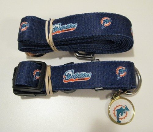 Miami Dolphins Pet Accessories Set - Small (6' Leash, Collar, and ID Tag)