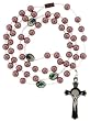 Mauve Faux Pearl Rosary Necklace with Religious Icons - 22 in Necklace - 8mm Beads