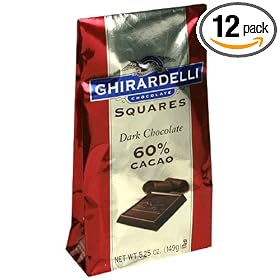 Ghirardelli Chocolate Squares Dark Chocolate 60% Cacao, 5.25-Ounce Packages (Pack of 12)