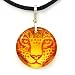 10k Yellow Gold Hand-Carved Jaguar Amber Pendant with Diamond Accent Bale, 18"