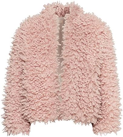 Abody Women Jacket Faux Fur Shaggy Long Sleeve Short Coat Outerwear with Button