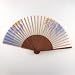 Japanese Silk Handheld Fan, Pale with Gold and Blue Trailing Vines HF159