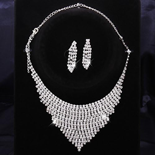 Buyterest Women's Silver Plated Wedding Necklace &amp; Earrings Jewelry Set