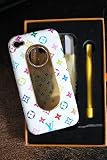 De Luxe White Rainbow Hardshell Case Cover for at&t iPhone 4 Leather Like Hard Case Cover