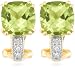 14k Yellow Gold Overlay Sterling Silver Cushion-Cut Peridot Earrings