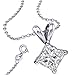FANTOM JEWELRY 925 Sterling Silver Princess Cut Necklace with 18 Inch Rolo Chain 1.50 Carat Centerstone