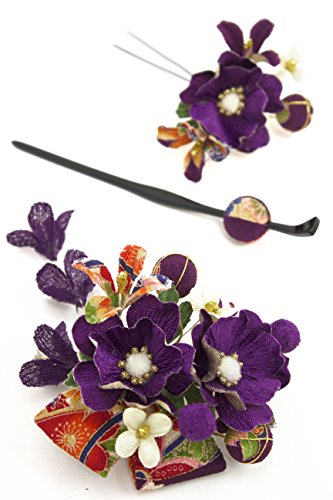 髪飾り3点セット 花 和柄 リボン [成人式/振袖/卒業式/袴/着物/和装]