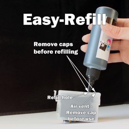 iE Brand - Set of Refillable ink cartridges and an Extra set of high quality refill ink bottles(100ml per color, total 400ml) 126 For Epson Workforce 435 520 545 630 633 635 645 840 845, NX330 NX430