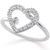 1/5ctw Diamond Heart Shaped Promise Ring/Right Hand Ring in 14k White Gold