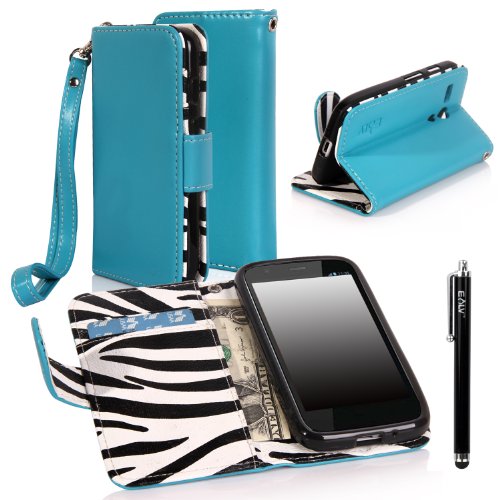 Moto G case, Moto G Flip Case, E LV Moto G Case Cover by Google - Deluxe PU Leather Flip Wallet Case Cover for Motorola Moto G with 1 E LV Stylus - Blue