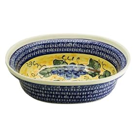 Bunzlauer Polish Pottery 1157-DU8 3 Qt Family Casserole, Blue with Yellow, White, and... by Bunzlauer Stoneware