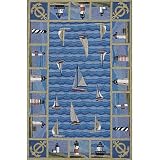 KAS Oriental Rugs. Inc. Colonial 8 x 11 Colonial Blue Lighthouses Area Rug