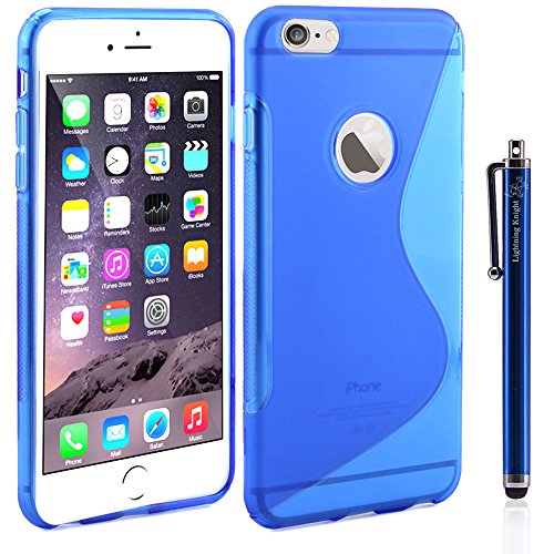 iPhone 6 Plus Case - LK S Shape Slim TPU Gel Rubber Soft Skin Silicone Case Cover for iPhone 6 Plus (5.5inch) + Stylus Pen (TPU - Blue)