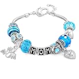 2012 Mother's Day Blue Pacific Beads Bracelet with Glass and Crystal Beads