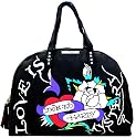 Ed Hardy Extra Large Canvas & Leather Jane Weekend Tote Bag - Black