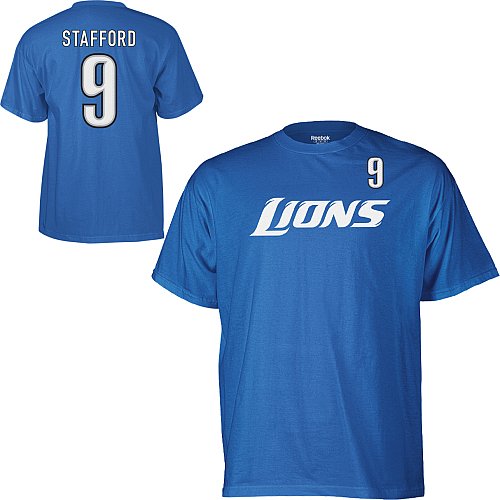 Reebok Matthew Stafford Detroit Lions Youth Game Gear Flat T-Shirt - Light Blue (Large)