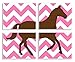 The Kids Room By Stupell Brown Horse Silhouette On Pink Chevron 4-Pc Rectangle Wall Plaque Set, Proudly Made in USA