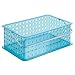 InterDesign Storage Organizer Basket, for Bathroom, Health and Beauty Products - Medium, Aqua