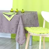 Nappe jacquard (L300 cm) Floralie Taupe