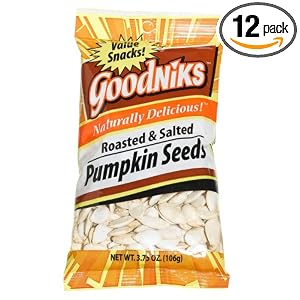 Goodniks, Pumpkin Seeds, Roasted & Salted, 3.75-Ounce Bags (Pack of 12)