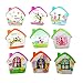 Imported 100Pcs Mixed Color Printed House Shape Wooden Buttons with Hole DIY Craft RS.345.00