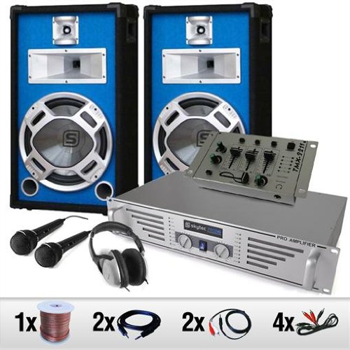 DJ KomplettSet “DurchStarter” Verstärker Boxen Mixer Mic Kopfhörer