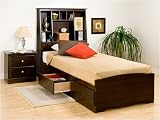 Espresso Twin Mates Bed with Storage Headboard