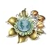 Green Austrian Rhinestone Tulips Flower & Lady Cameo Silver-Tone Brooch Pin