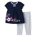 Newborn Girls' Just One Year Short-sleeve Floral/Dot Pant Set - Blue/White
