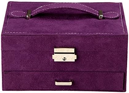 Yoyo Jewelry 2 Two-Layer Jewelry Storage Case With Lock And Mirror Stackers Jewellery Boxes Display Color 5 Purple