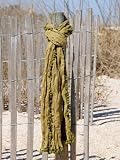 Awesome Natural Life Green with Green Pom Pom Crinkle 100% Cotton Scarf