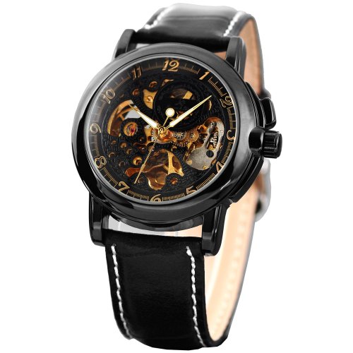 KS Men Luxury Skeleton Automatic Mechanical Black Leather Analog Sport Watch KS036 KS Men Luxury Skeleton Automatic Mechanical Black Leather Analog Sport Watch KS036