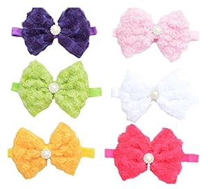 Qandsweet Baby Girl's Headbands Huge Hair Bow (6 Pack)