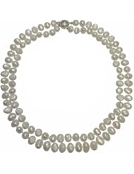 White 2 Strand 17" Freshwater Pearl Necklace with Sterling Silver Clasp