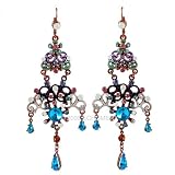Blue Earrings Crystals Chanderlier Long Vintage Style