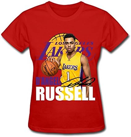 AHOO Women's Tee Shirt D'Angelo Russell 1# Los Angeles Lakers Red Size L