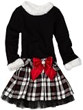 YOUNGLAND Girls 2 6x Dropped Waist Dress with Plaid Skirt and Faux Fur Trim, Black/White/Red/Silver, 3T 51ojV%2BzPrML. SL160 YOUNGLAND Girls 2 6x Dropped Waist Dress with Plaid Skirt and Faux Fur Trim, Black/White/Red/Silver, 3T