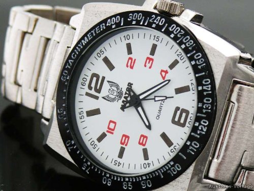 AVIATOR UHR HERREN FLIEGERUHR CHRONOGRAPH LOOK HERRENUHR SILBER WEIß SCHWARZ NEU&OVP!