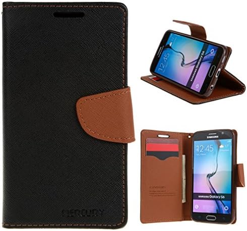 For Galaxy S6 Edge,Luxury PU Leather Flip Magnetic Closure [Slim Fit] Wallet Stand Protective Skin Cover Case with Credit Card Slots For Samsung Galaxy S6 Edge Black