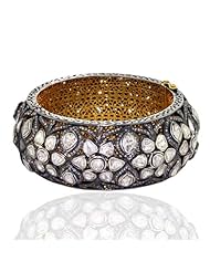 Rose Cut Diamond Bangle Bracelet 18kt Gold Victorian Style Jewelry