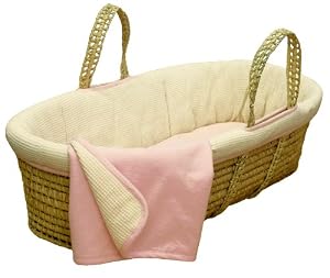 Tadpoles Organic Waffle Terry Moses Basket Set - Pink