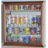 Mirror Backed and 4 Glass Shelves Shot Glasses Display Case Holder Cabinet