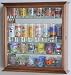 Mirror Backed and 4 Glass Shelves Shot Glasses Display Case Holder Cabinet , Walnut