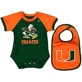 Miami Hurricanes Infant Green First Down Onsie & Bib Set