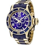 Invicta Men's 6634 Russian Diver Collection Chronograph 18K Gold-Plated Blue Rubber Watch