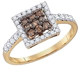 YELLOW GOLD 0.51 CTW CHOCOLATE AND WHITE DIAMOND RING Size 7